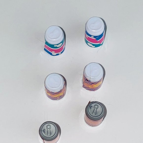 Barbie Lot of 6 Pretend Play Toy Cans of Soda Pop Kids Playset Toys - Picture 4 of 8